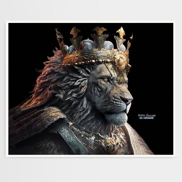16x20 Royal Lion King Wall Art Watercolor Oil Painting Art Poster - Picture 8 of 8
